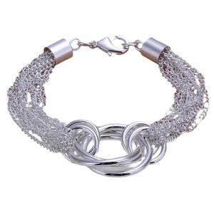 ⚪ 925 Sterling Silver Multi-strand Chain Triple Infinity Ring Cluster Bracelet